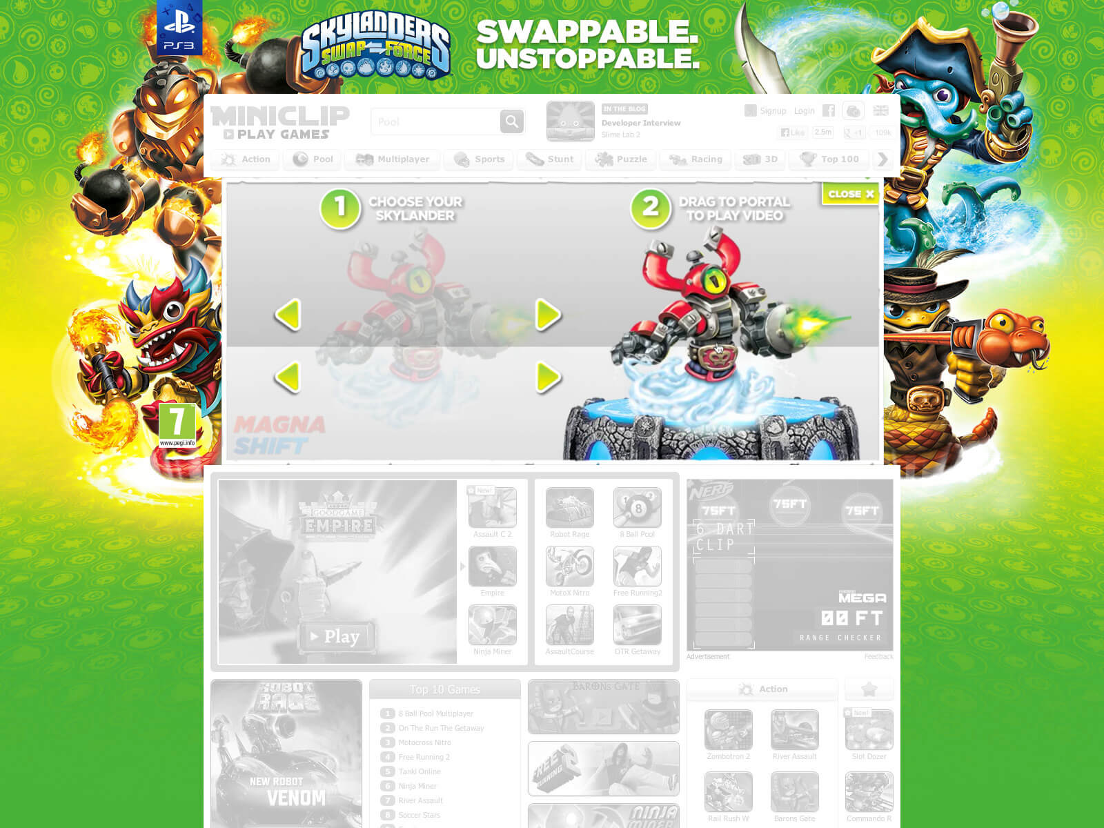 Skylanders SWAP Force banner ad